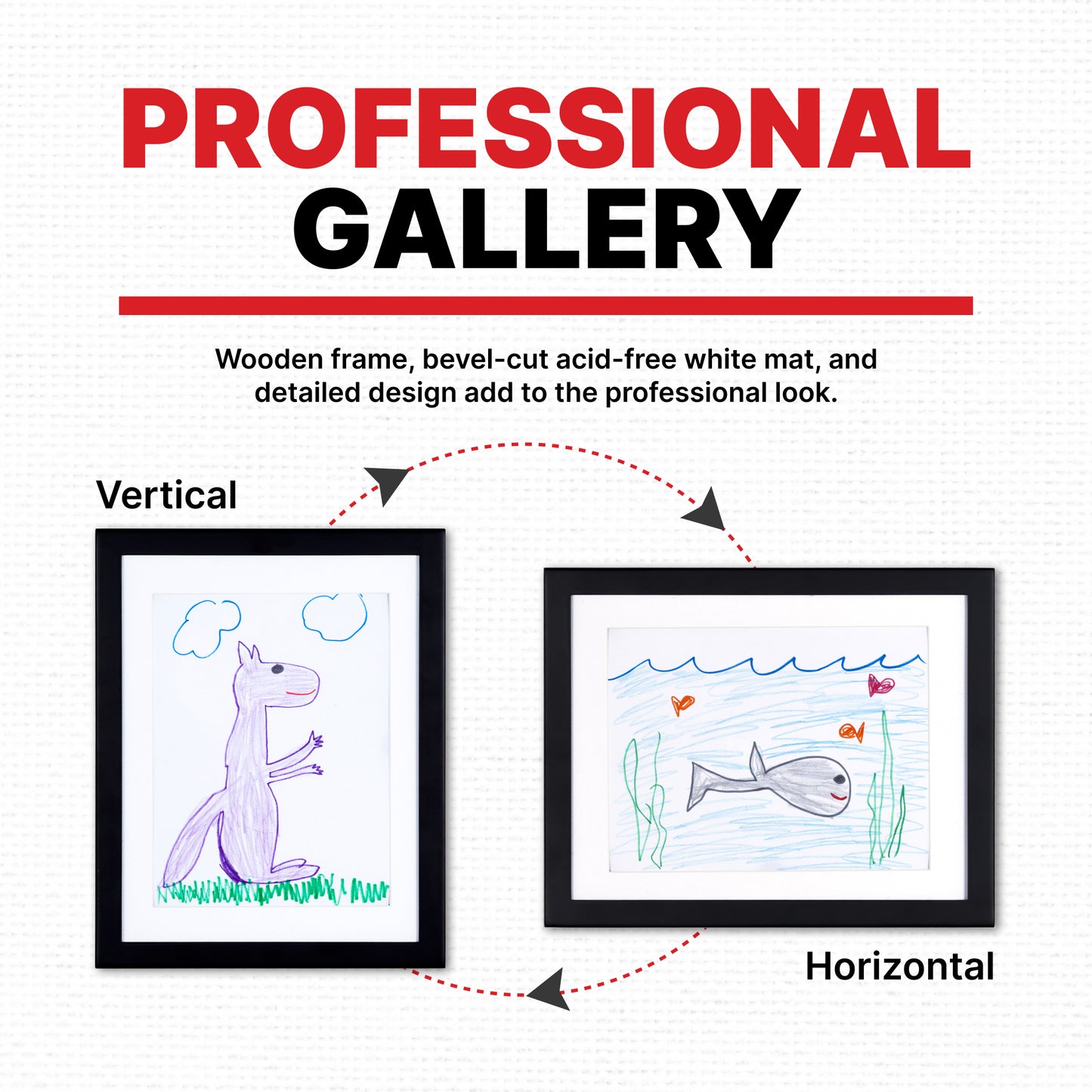 Easily rotate orientations using our EZ Clip or built-in tablestand that comes with the smaller frames.