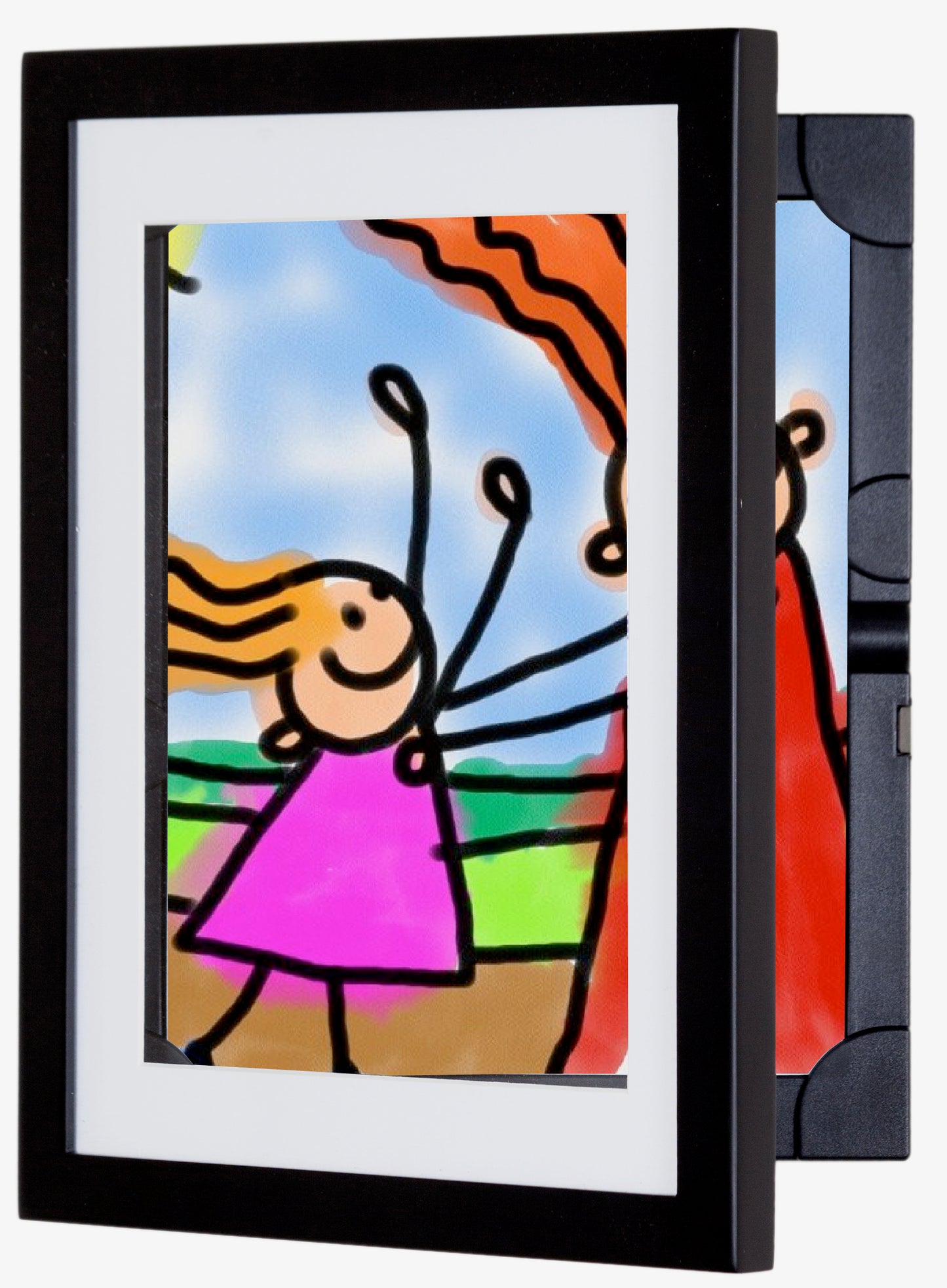 Front-opening wooden storage frames that hold up to 50 art or photo prints. Shown here in Black.