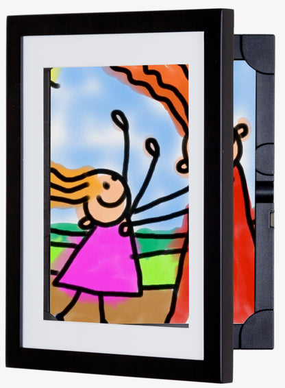 Front-opening wooden storage frames that hold up to 50 art or photo prints. Shown here in Black.