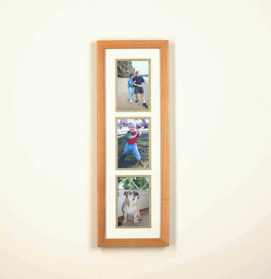 Wooden oak frame available only with white on white mat. (shown here with white on gold mat.)